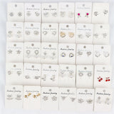 36 Pairs Crystal Peral Reinstone Heart Love Drop Earrings Mix Style