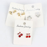36 Pairs Crystal Peral Reinstone Heart Love Drop Earrings Mix Style