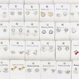 36 Pairs Crystal Peral Reinstone Heart Love Drop Earrings Mix Style