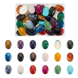 Mixed Natural Stone Oval Agates Amethyst Tiger Eye Quartz CAB Cabochons Beads