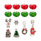 36Pcs Christmas Glass Beads Sets Reindeer Snowflake Santa Claus Tree Faceted