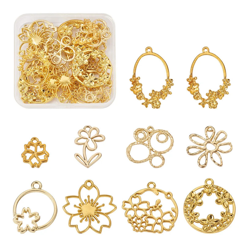 36Pcs Alloy Flower Charms for DIY UV Resin Jewelry Making