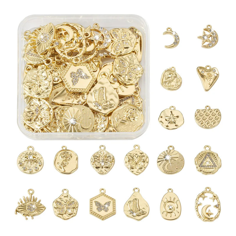 36Pcs Alloy Moon Star Pendant for DIY Earrings Necklace Making