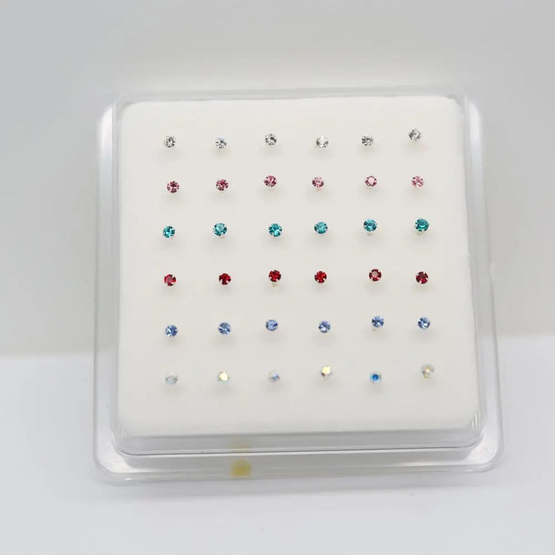 36Pcs 925 Sterling Silver 1.8mm Nose Stud Piercing Jewelry