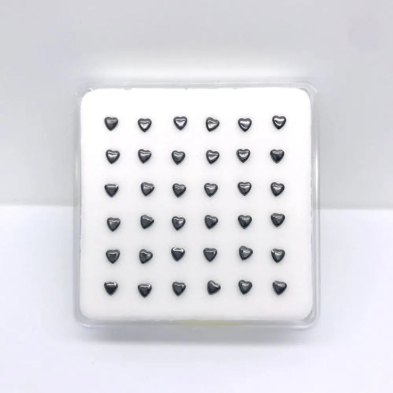 925 Sterling Silver Heart Shape Gun-Black Punk Nose Studs