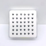 925 Sterling Silver Heart Shape Gun-Black Punk Nose Studs