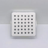 925 Sterling Silver Heart Shape Gun-Black Punk Nose Studs