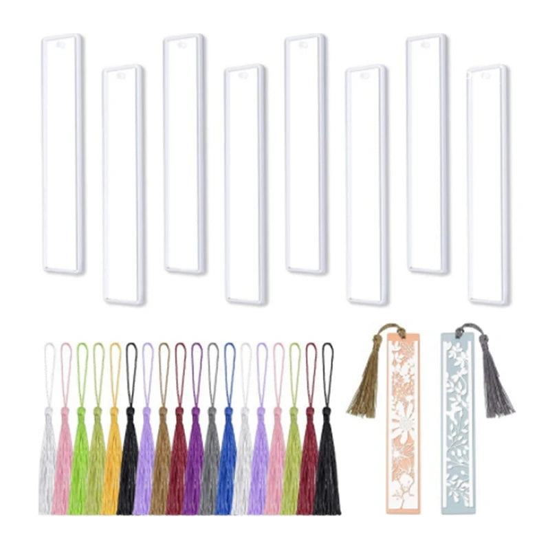 36Pcs DIY Crystal Epoxy Blank Bookmark Mold with Tassel