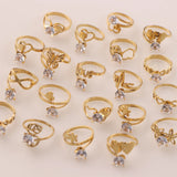 36Pcs Zircon Stainless Steel Rings Mix Styles Wedding Engagement Jewelry