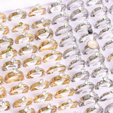 36Pcs Zircon Stainless Steel Rings Mix Styles Wedding Engagement Jewelry