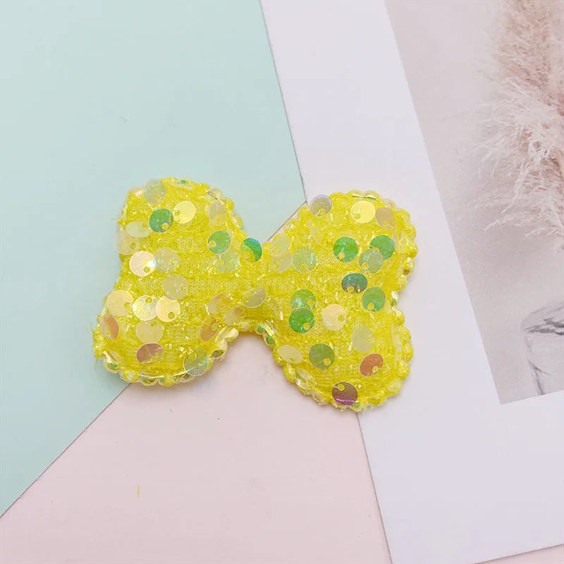 36Pcs Sequin Bowknot Applique DIY Clothes Hat Sewing Hair Clip Patches