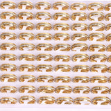 36Pcs Colorful Rhinestone Stainless Steel Rings Wedding Engagement Jewelry