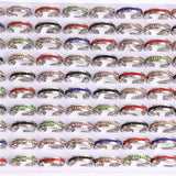 36Pcs Colorful Rhinestone Stainless Steel Rings Wedding Engagement Jewelry