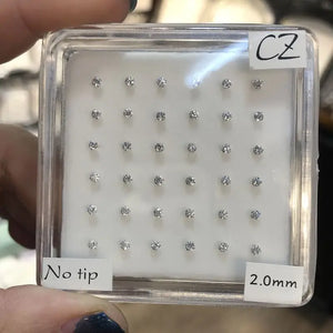 36Pcs 925 Sterling Silver Cubic Zircon Nose Stud Piercing