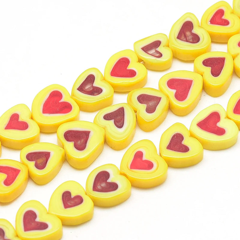 36Pcs Red Heart Lampwork Glass Beads for Jewelry Making