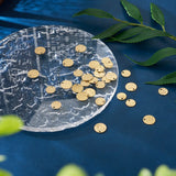 36Pcs Stainless Steel Charms Flat Round Pendants Golden Plated
