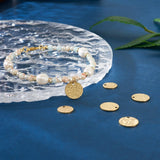36Pcs Stainless Steel Charms Flat Round Pendants Golden Plated