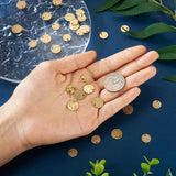 36Pcs Stainless Steel Charms Flat Round Pendants Golden Plated