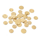 36Pcs Stainless Steel Charms Flat Round Pendants Golden Plated