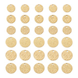 36Pcs Stainless Steel Charms Flat Round Pendants Golden Plated