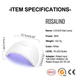 36W LED Nail Dryer UV Lamp Gel Polish Drying Manicure Tool