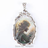 36X56MM Mermaid Beauty Oval Alloy Bead Pendant