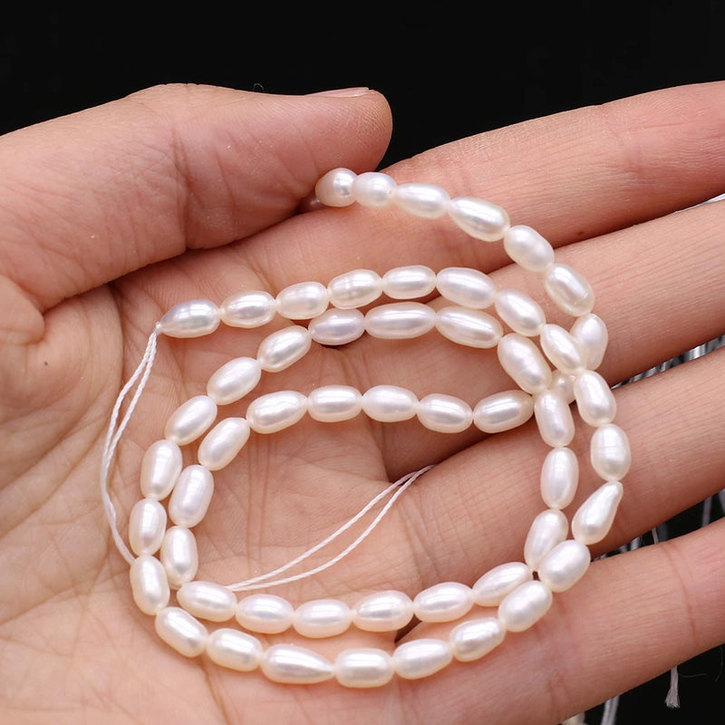 Natural Freshwater Rice Shape Purple Orange Pearl Strand 3.8-4.2mm