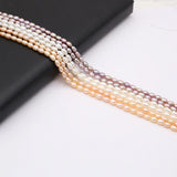Natural Freshwater Rice Shape Purple Orange Pearl Strand 3.8-4.2mm