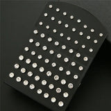 36 Pair Crystal Rhinestone Stud Earrings Set Wedding Party Jewelry G