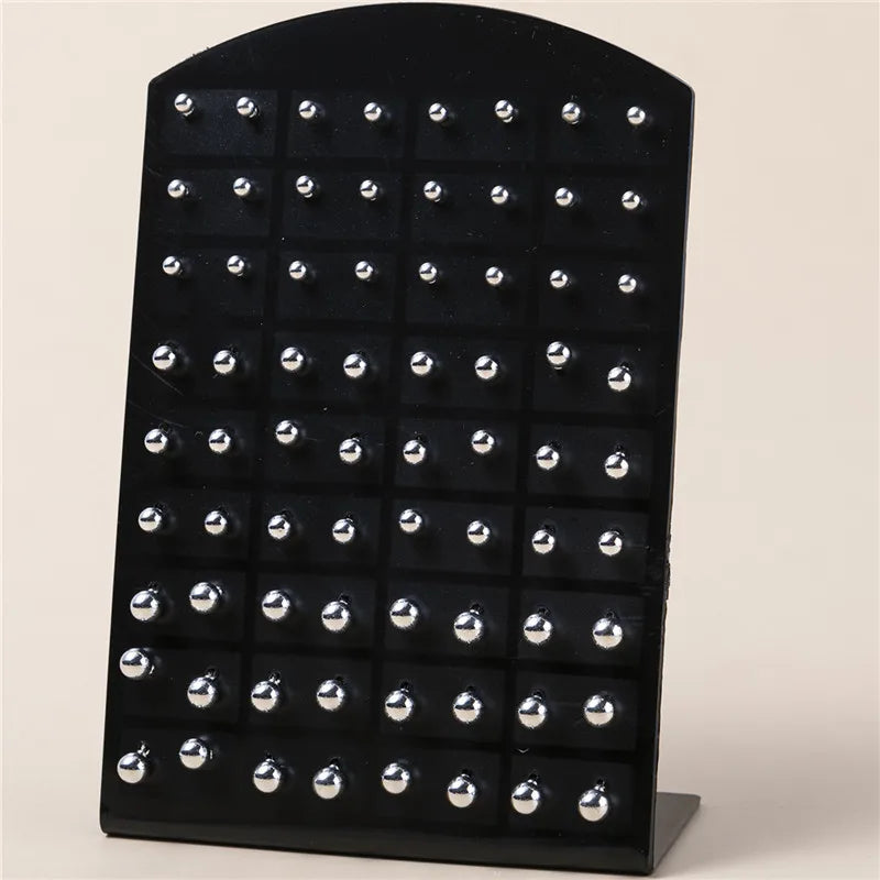 36pair/set Silver Round Ball Stud Earrings For Women Alloy Earrings Set Jewelry