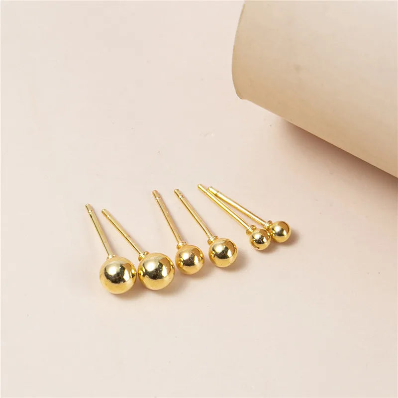 36pair/set Silver Round Ball Stud Earrings For Women Alloy Earrings Set Jewelry