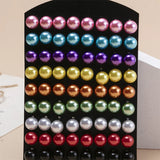 36 Pairs Multicolor Pearl Stud Earrings Set On Ear Ball Stud Earrings 8 10mm