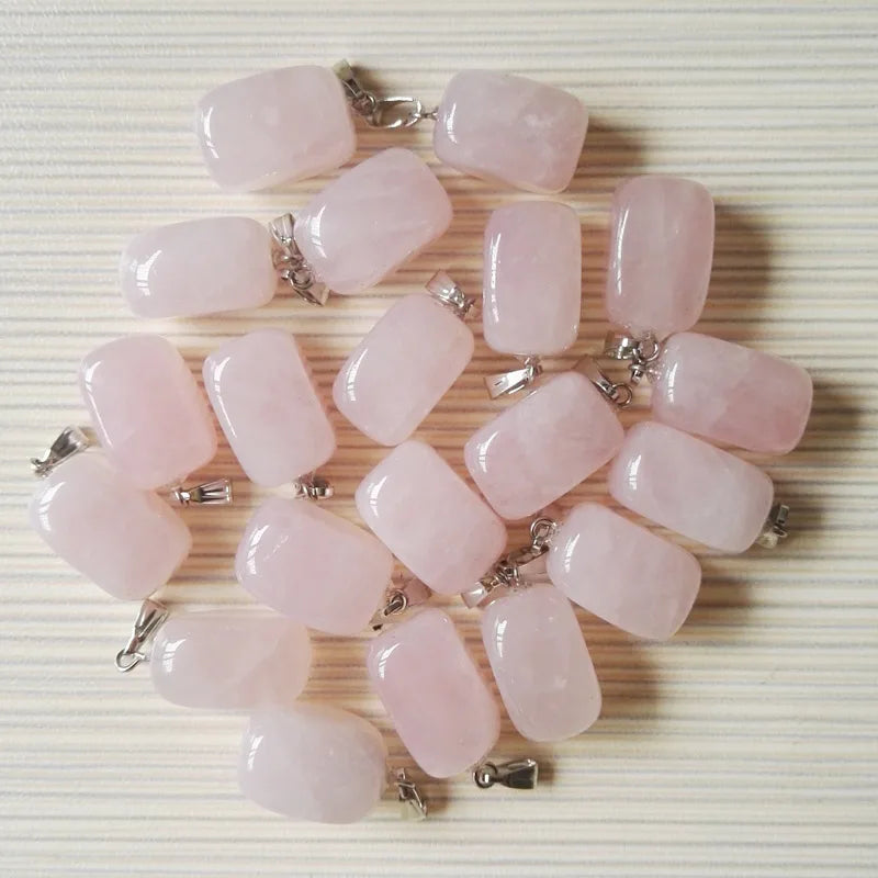 36pc Rose Quartz Stone Pendants for Jewelry Making Pink Crystal Point Necklace