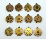 36pcs Zodiac Charms for DIY Jewelry Making Antique Bronze 12 Constellation