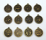 36pcs Zodiac Charms for DIY Jewelry Making Antique Bronze 12 Constellation