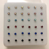 36pcs 925 Sterling Silver Nose Rings & Studs Crystal Piercing Jewelry