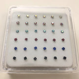 36pcs 925 Sterling Silver Nose Rings & Studs Crystal Piercing Jewelry
