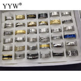 36pcs/Box Alphabet Silver/Gold Stainless Steel Finger Ring Mixed Ring Size 17-21