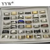 36pcs/Box Alphabet Silver/Gold Stainless Steel Finger Ring Mixed Ring Size 17-21