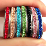 Colorful Zircon Stainless Steel CZ Wedding Ring