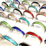 Colorful Zircon Stainless Steel CZ Wedding Ring