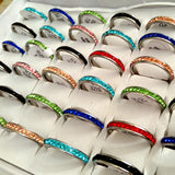 Colorful Zircon Stainless Steel CZ Wedding Ring