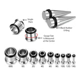 36pcs Implant Steel Ear Gauges Stretching Taper Plugs Eyelets Kit 14G-00G