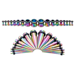 36pcs Implant Steel Ear Gauges Stretching Taper Plugs Eyelets Kit 14G-00G