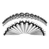 36pcs Implant Steel Ear Gauges Stretching Taper Plugs Eyelets Kit 14G-00G