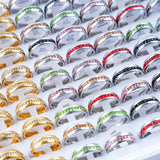 36pcs Multicolor Rhinestone Silver Rings Mix Style Wedding Party