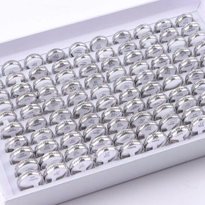 36pcs Multicolor Rhinestone Silver Rings Mix Style Wedding Party