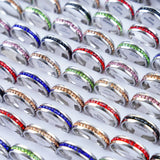 36pcs Multicolor Rhinestone Silver Rings Mix Style Wedding Party