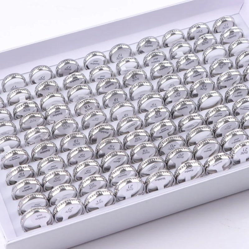 36pcs Multicolor Rhinestone Silver Rings Mix Style Wedding Party
