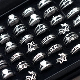 36pcs Silver Plated Heart Engagement Rings Size 17-21 Women Charm Jewelry